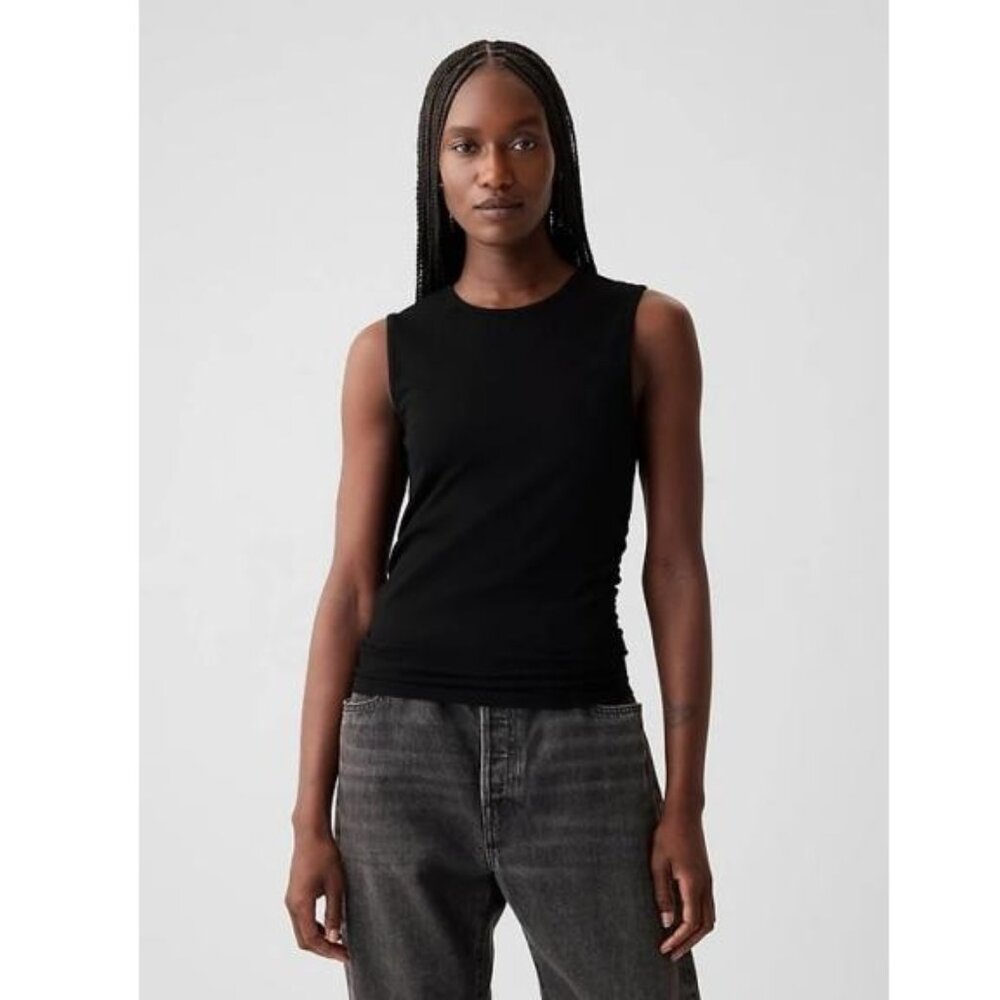 NWT GAP Compact Jersey Cropped Tank Top, XL, black